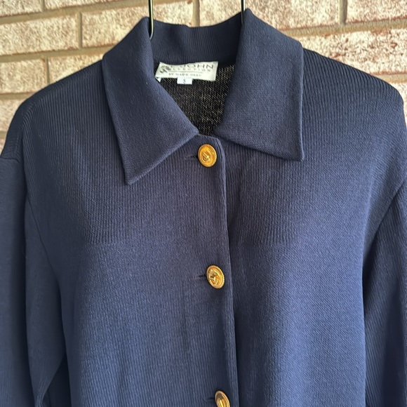 St. John Marie Gray Vintage Navy Santana Knit Jacket sz 4 To Die For Buttons - Picture 1 of 10